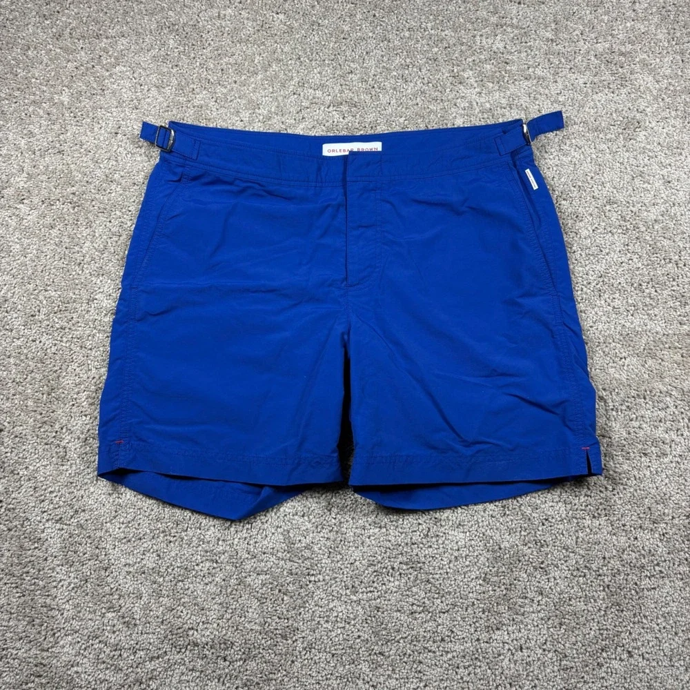 Orlebar Brown Bulldog Swim Shorts Mens 32 Royal Blue OB Classic Side Adjusters